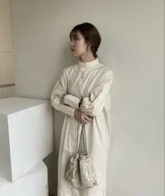 Amiur】バンドカラーシャツワンピースband color shirt ops