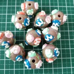 No.256 手描き　アクリルエナメルビーズ　m【10個】カスタムボールペン