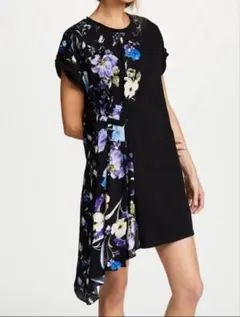 3.1 phillip lim アシンメトリー 花柄ワンピースブラック2 シルクのサムネイル