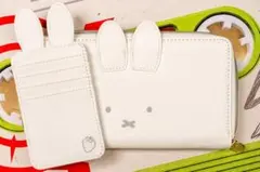 Miffyウサギ耳付きホワイト財布とカードケース