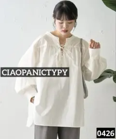 0426 CIAOPANICTYPY レースアップボリューム袖プルオーバー