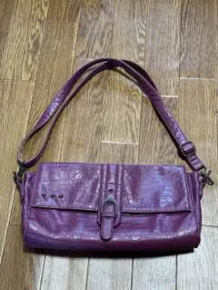 パープル クロコダイル風ショルダーバッグ