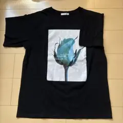 jouetie ブラック Tシャツ 花と山のプリント