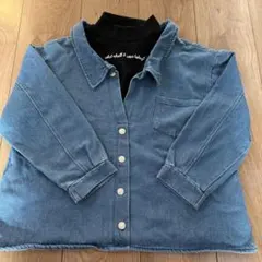 子供服 長袖 シャツ a デニム生地 おしゃれ ブルー 1140cm春服 秋服