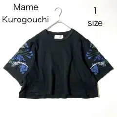 3688【美品】マメクロゴウチ　フラワーパターン刺繍Tシャツ　ビッグシルエットのサムネイル