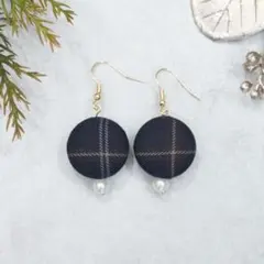 チェック×パール ピアス プチギフトにも◎
