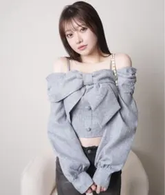 【本日まで】LIPSERVICE リボンオフショルロングスリーブトップス 新品