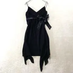 MAITRESSE アシンメトリー ラメ リボン ブラック パーティードレス M