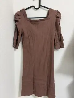 GRL ブラウン リブ編み ミニワンピース