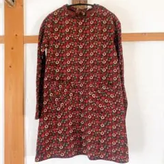 花柄長袖ワンピース（赤茶系）【150】