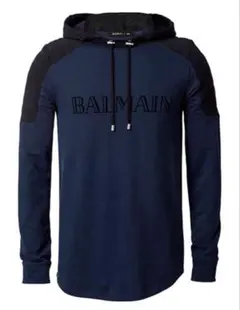 極美品 23s BALMAIN バルマン プルオーバー パーカー フーディ 青 極美品 23s BALMAIN バルマン プルオーバー パーカー フーディ 青