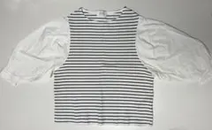 ストライプ柄クロップトップ（長袖）