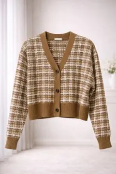 KOBE LETTUCE ツイードショートカーディガン　ベージュ