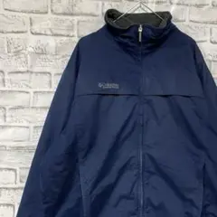 コロンビア　ソフトシェルジャケット中綿ネイビーL ロゴ刺繍アウトドア0109