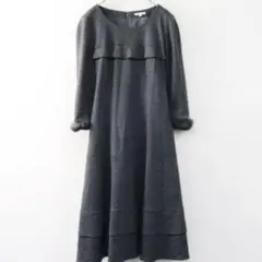 トゥービーシック ラビットファー ウール 裾　フレア　ワンピース 40 グレー