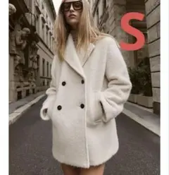 ブークレダブルブレストミディ丈コート　ZARA コート　s