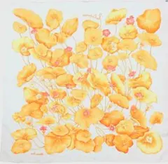 エルメス　HERMES　スカーフ　シルクモスリン　金蓮花