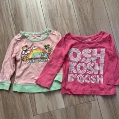 ワンコイン【女の子向け】ロンT 2枚セット 長袖80 OshKosh