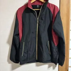 ナイロンジャケット M 黒と赤 フード付き