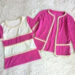 courrèges クレージュ　 アンサンブル　ピンク　38 ロゴのサムネイル