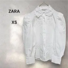 人気！完売品‼︎ZARA ザラ ポプリン シャツ パーフォレーション 刺繍 XS