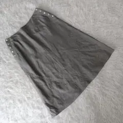 『ソニアリキエル』 (44) 綿麻フレアスカート サイドボタン 大きいサイズ