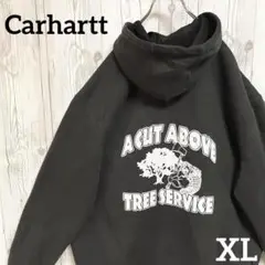 カーハート　フーディジップアップスウェットパーカー　メンズXL　黒　バックプリ