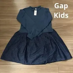 【新品タグ付き】Gap Kids ネイビー フリル付きワンピース 120cm