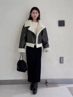 アズールバイマウジー　フェイクレザー/スエード フェイクムートンジャケット