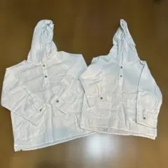 ZARA コットン&リネン　フーデットシャツ　110cm&90cm ペアルック