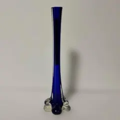 昭和レトロ　ガラス　一輪挿し　ブルーのサムネイル