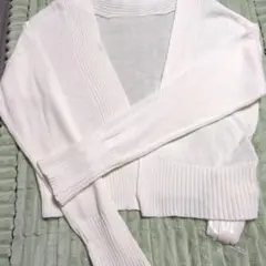 ホワイトニットカーディガン 長袖 M