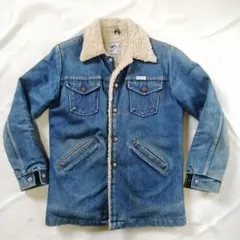 80's古着 旗タグ WRANGLER デニム ボアジャケット XSラングラー白