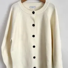 PAGEBOY リブカーディガン アイボリー ボリューム袖 ゆるシルエット