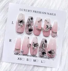 現品 ネイルチップ ワンホン 韓国 量産型 ツイード フレンチガーリー スナ系