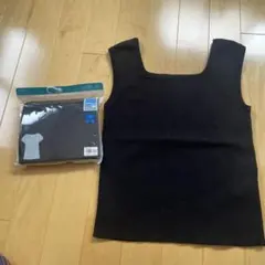 【新品】GUさらっとパフスリープTシャツ（ブラックM）❣️ブラックタンクトップS