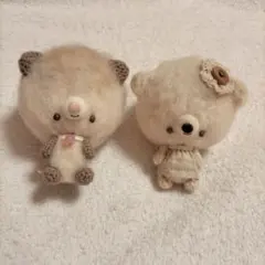 人気作家様 あみぐるみ くまさん ねこさん 2体セットのサムネイル