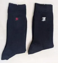 【新品】スクールソックス　紺　22〜24cm 　学生　ロゴ入り