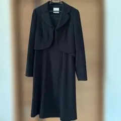 【美品】9号PERSON'Sブラックワンピーススーツ（ジャケット付き）