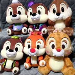 ディズニー　チップとデール　大きなぬいぐるみ6体セット