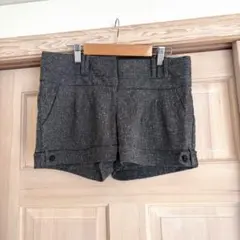 ツイード風ショートパンツ　レディース　ダークグレー