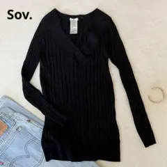 ソブ sov. 長袖Vネックリブニット　ブラック　36 カットソー シーズンレスのサムネイル