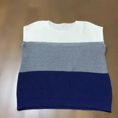 ボーダー ノースリーブニット