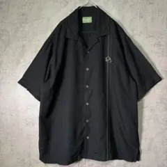 希少 Tommy Bahama シルク ボウリング刺繍 オープンカラーシャツ 黒