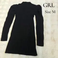 GRL グレイル パワショル リブニットワンピース 黒 M