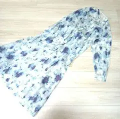 coen　シアーアートプリント　シャツ＆スカートセットアップ　コバルト