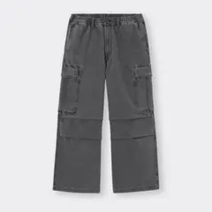 GU デニムスーパーワイドカーゴパンツ グレー L