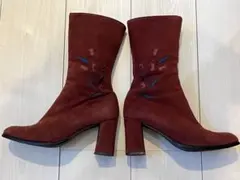 卑弥呼　ブーツ　スエード　パープル　刺繍　花柄　23cm