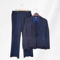 ANCHOR WOMAN 3点セットスーツ ストライプ 紺 洗える11.13号