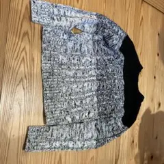 Navy. 編み込みニットセーター L ブラック/ホワイト